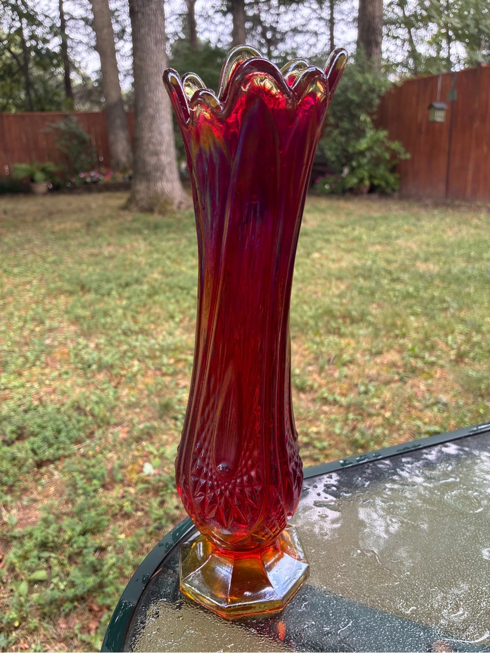Vintage Indiana Glass Swung Glass Vase